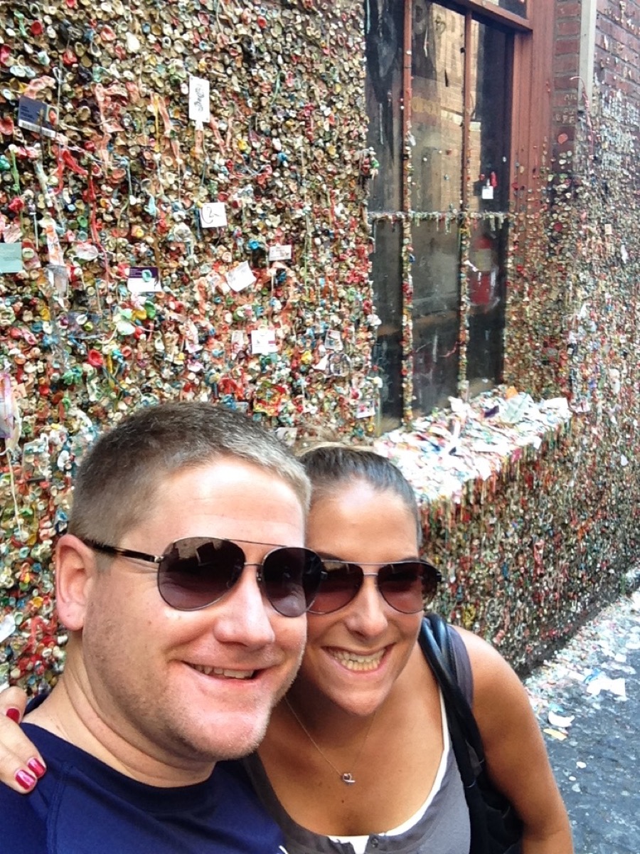 Kyle and Kate at the Gum Wall in Seattle