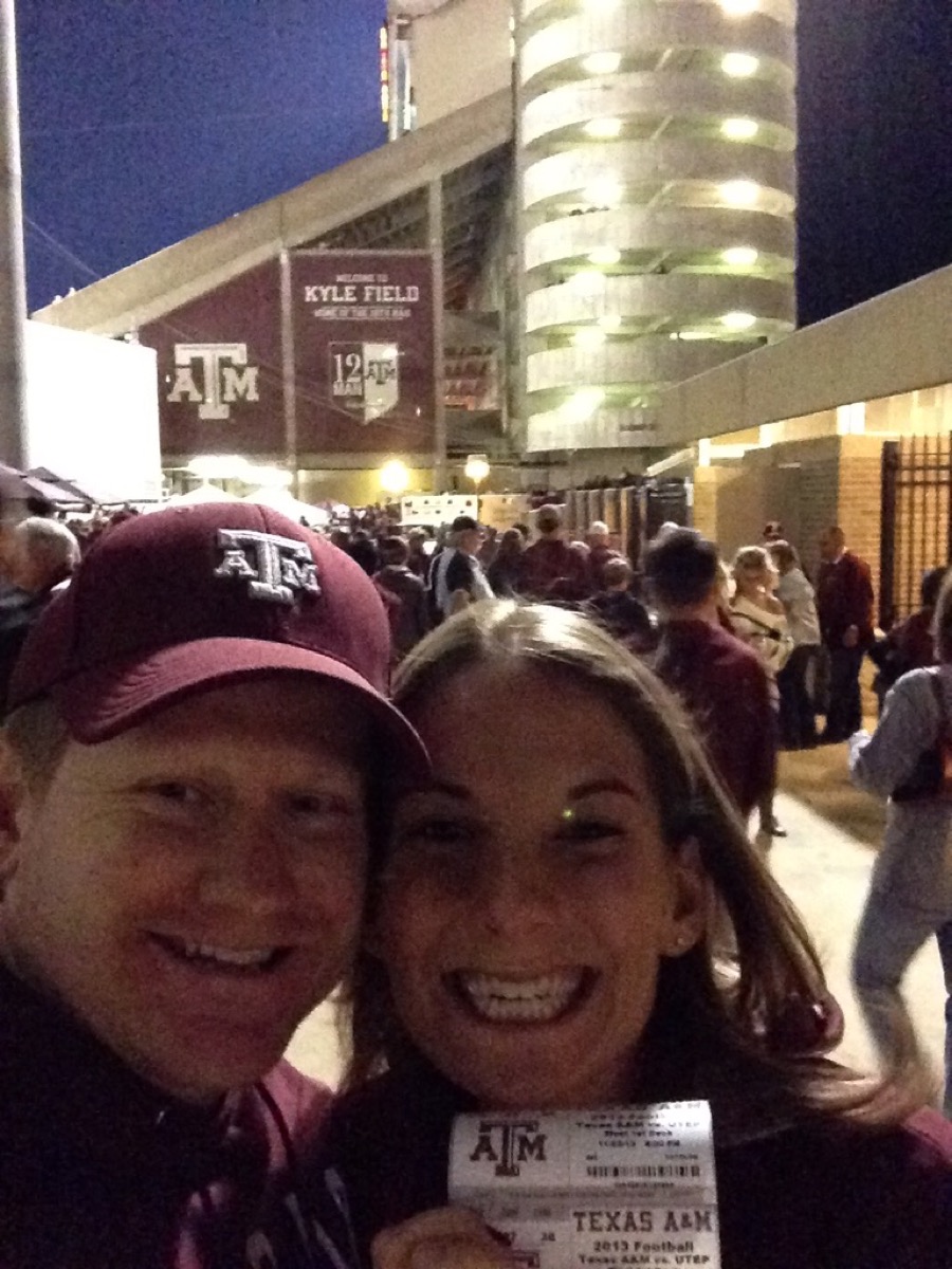 Kyle and Kate at Kyle Field for a Texas A&M football game