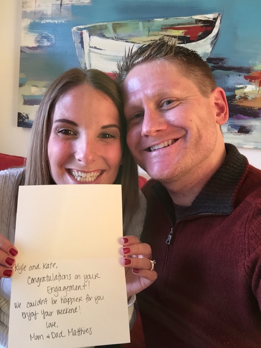 Card from Mom and Dad Matthies congratulating the engagement
