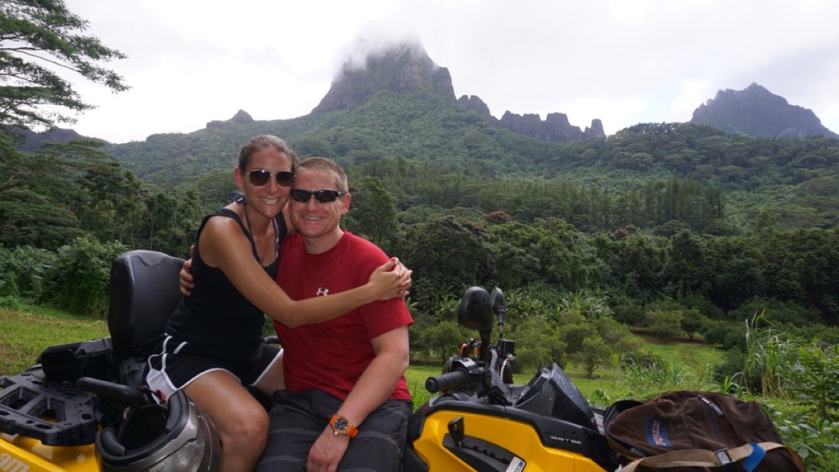 Kyle and Kate on an ATV in Moorea