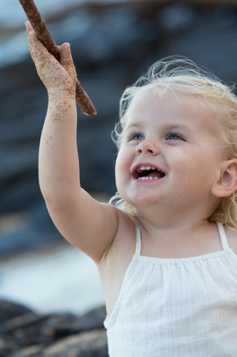 Two-year-old Makena at the beach